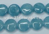 CEQ94 15.5 inches 14mm flat round blue sponge quartz beads