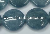 CEQ98 15.5 inches 25mm flat round blue sponge quartz beads