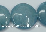 CEQ99 15.5 inches 30mm flat round blue sponge quartz beads