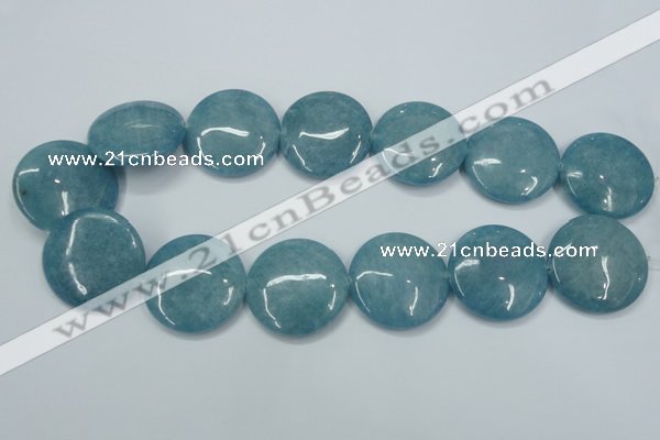 CEQ99 15.5 inches 30mm flat round blue sponge quartz beads