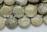 CFA07 15.5 inches 15mm flat round chrysanthemum agate gemstone beads