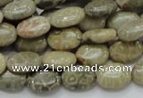 CFA09 15.5 inches 10*14mm oval chrysanthemum agate gemstone beads