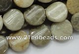 CFA19 15.5 inches 15mm twisted coin chrysanthemum agate beads