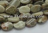 CFA20 15.5 inches 10*15mm twisted oval chrysanthemum agate beads