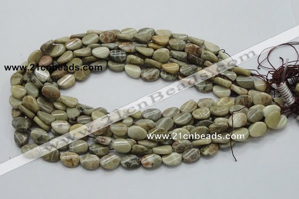 CFA20 15.5 inches 10*15mm twisted oval chrysanthemum agate beads