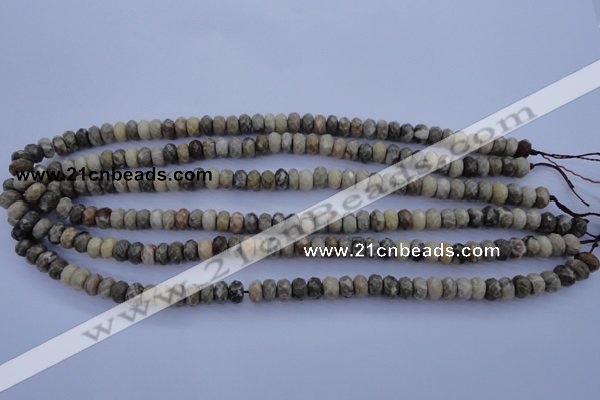 CFA209 15.5 inches 5*8mm faceted rondelle chrysanthemum agate beads