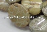 CFA21 15.5 inches 22*30mm twisted oval chrysanthemum agate beads