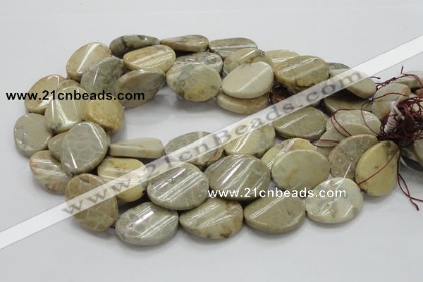 CFA21 15.5 inches 22*30mm twisted oval chrysanthemum agate beads