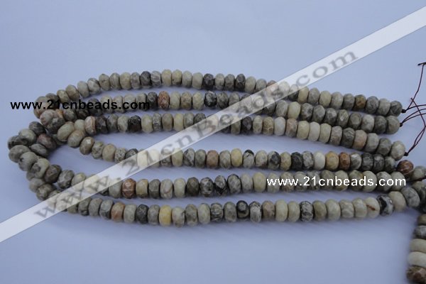 CFA210 15.5 inches 6*10mm faceted rondelle chrysanthemum agate beads