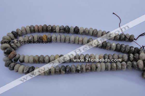 CFA211 15.5 inches 6*12mm faceted rondelle chrysanthemum agate beads