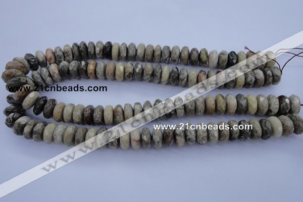 CFA212 15.5 inches 6*14mm faceted rondelle chrysanthemum agate beads