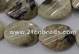 CFA215 15.5 inches 18*25mm twisted oval chrysanthemum agate beads