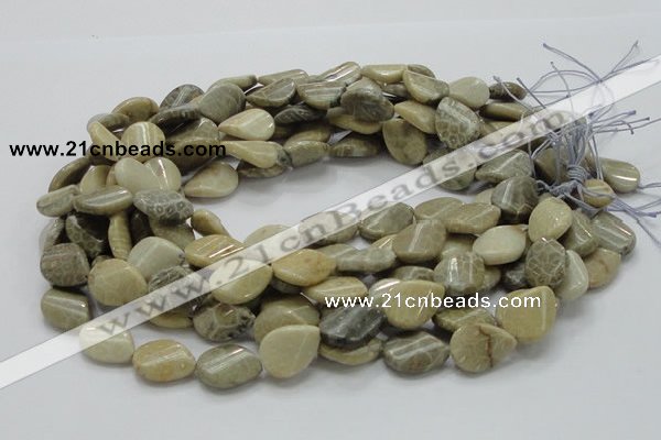 CFA23 15.5 inches 15*20mm twisted teardrop chrysanthemum agate beads