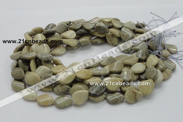 CFA23 15.5 inches 15*20mm twisted teardrop chrysanthemum agate beads