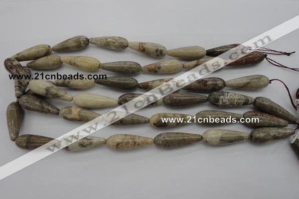 CFA232 15.5 inches 10*30mm teardrop chrysanthemum agate beads