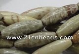 CFA24 15.5 inches 10*30mm rice chrysanthemum agate gemstone beads