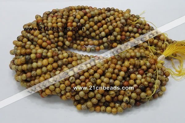 CFA31 15.5 inches 6mm round yellow chrysanthemum agate beads