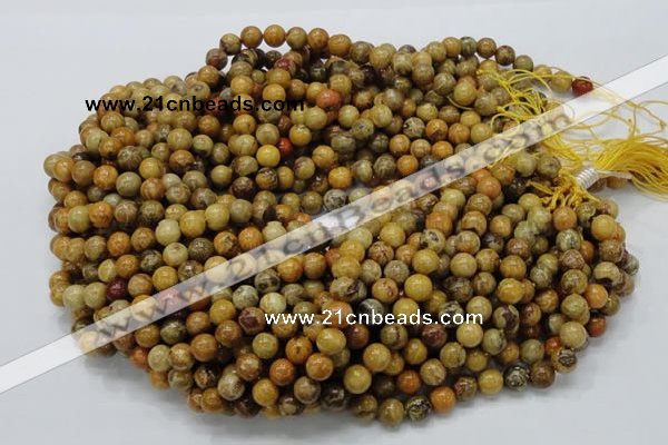 CFA32 15.5 inches 8mm round yellow chrysanthemum agate beads