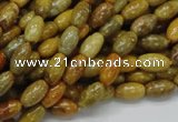 CFA35 15.5 inches 6*10mm rice yellow chrysanthemum agate beads