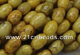 CFA36 15.5 inches 8*12mm rice yellow chrysanthemum agate beads