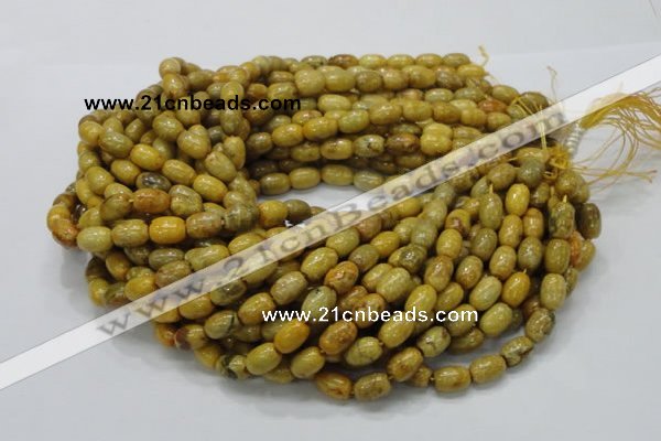 CFA36 15.5 inches 8*12mm rice yellow chrysanthemum agate beads