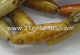 CFA37 15.5 inches 12*40mm rice yellow chrysanthemum agate beads