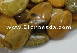 CFA38 15.5 inches 18*25mm flat teardrop yellow chrysanthemum agate beads