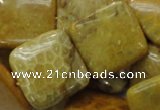 CFA39 15.5 inches 25*25mm square yellow chrysanthemum agate beads