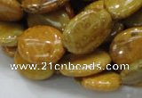 CFA47 15.5 inches 15*20mm oval yellow chrysanthemum agate beads