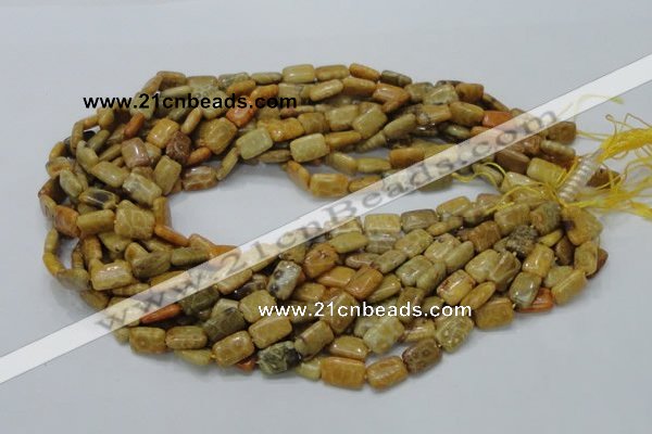 CFA51 15.5 inches 8*12mm rectangle yellow chrysanthemum agate beads