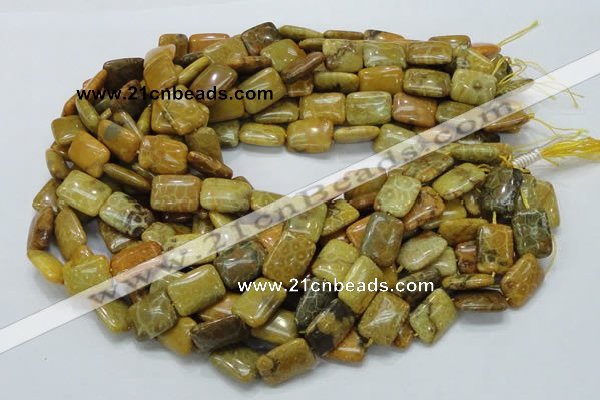 CFA53 15.5 inches 13*18mm rectangle yellow chrysanthemum agate beads