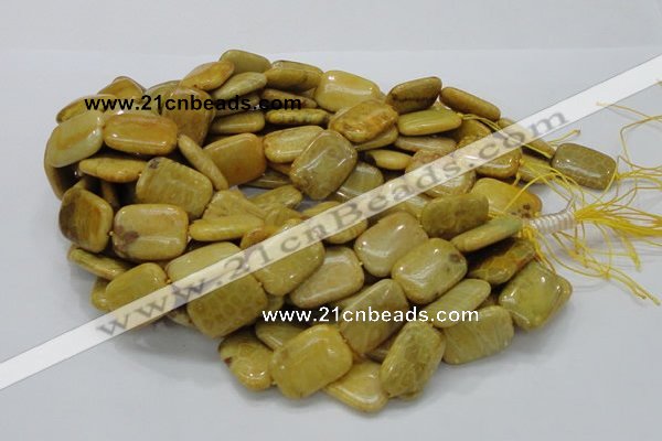 CFA54 15.5 inches 18*24mm rectangle yellow chrysanthemum agate beads