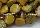 CFA55 15.5 inches 15mm twisted coin yellow chrysanthemum agate beads