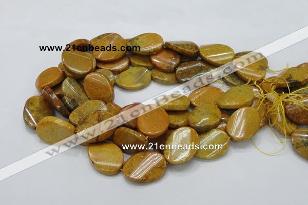 CFA60 15.5 inches 22*30mm twisted oval yellow chrysanthemum agate