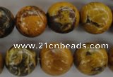 CFA63 15.5 inches 16mm round yellow chrysanthemum agate beads