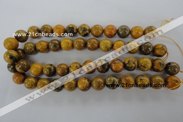 CFA63 15.5 inches 16mm round yellow chrysanthemum agate beads