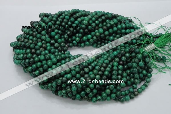 CFA66 15.5 inches 6mm round green chrysanthemum agate beads