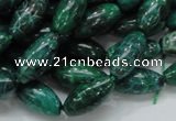 CFA69 15.5 inches 8*17mm rice green chrysanthemum agate beads