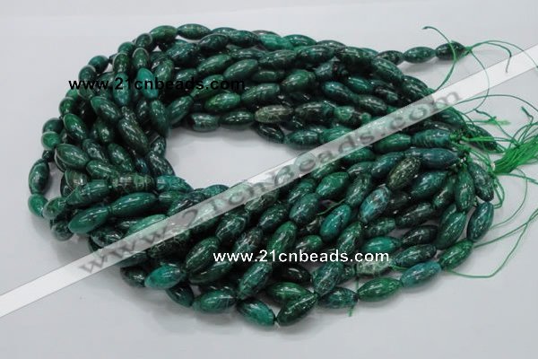 CFA69 15.5 inches 8*17mm rice green chrysanthemum agate beads