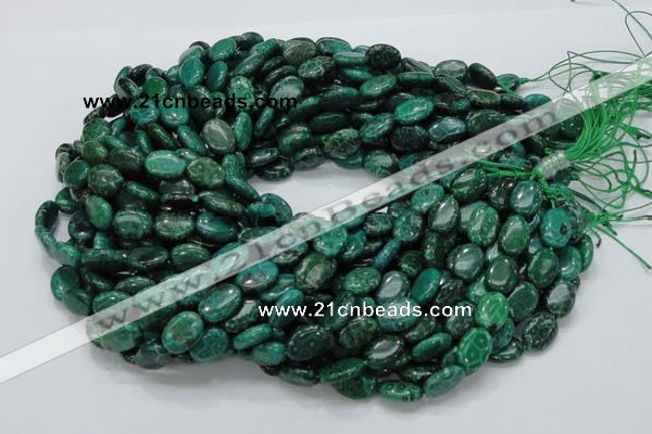 CFA70 15.5 inches 10*14mm oval green chrysanthemum agate beads