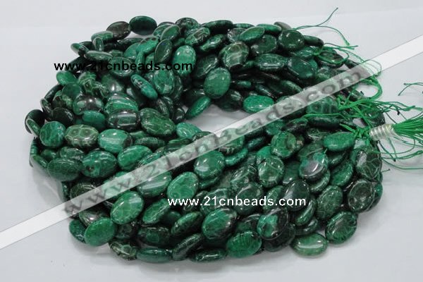 CFA71 15.5 inches 12*18mm oval green chrysanthemum agate beads