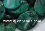 CFA74 15.5 inches 22*30mm twisted oval green chrysanthemum agate beads