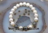 CFB1011 9mm - 10mm potato white freshwater pearl & labradorite stretchy bracelet