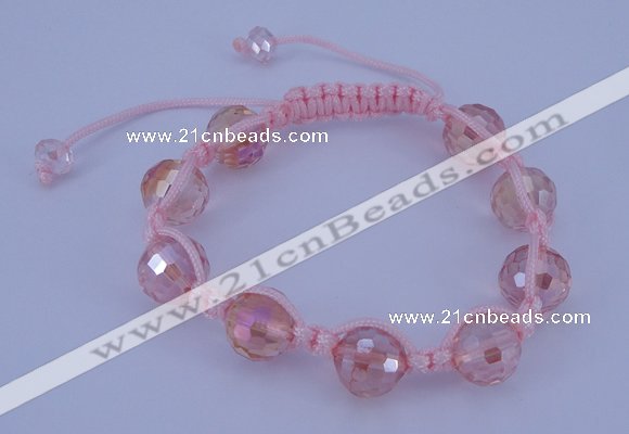 CFB520 12mm faceted round crystal beads adjustable bracelet wholesale