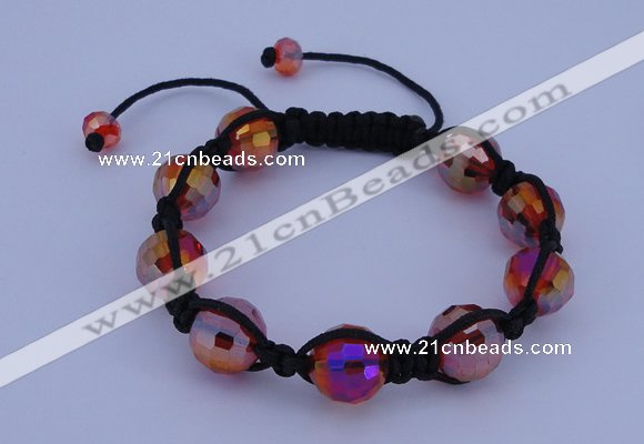 CFB521 12mm faceted round crystal beads adjustable bracelet wholesale