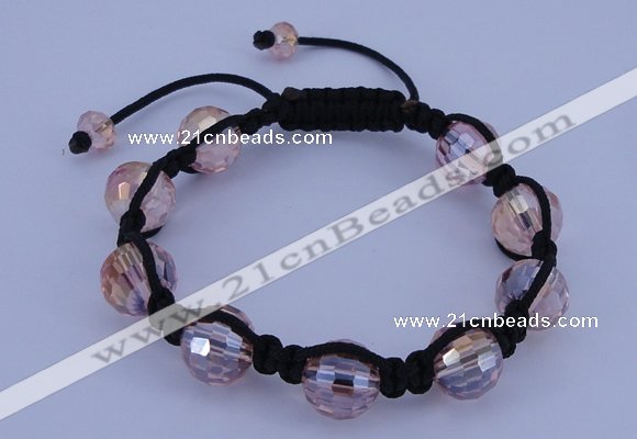 CFB522 12mm faceted round crystal beads adjustable bracelet wholesale