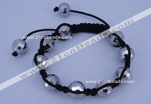 CFB525 12mm faceted round crystal beads adjustable bracelet wholesale