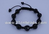 CFB526 12mm faceted round crystal beads adjustable bracelet wholesale