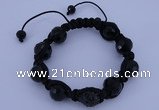 CFB540 14mm faceted round crystal with rhinestone beads bracelet