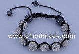 CFB560 12mm round rhinestone with hematite beads adjustable bracelet